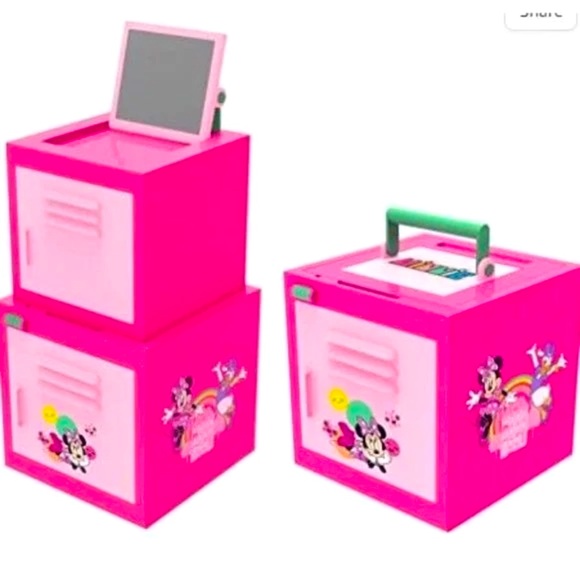 Disney Minnie Stack N Pack Collapsible Locker Cube Storage Bin Mirror Play Case - Picture 1 of 10